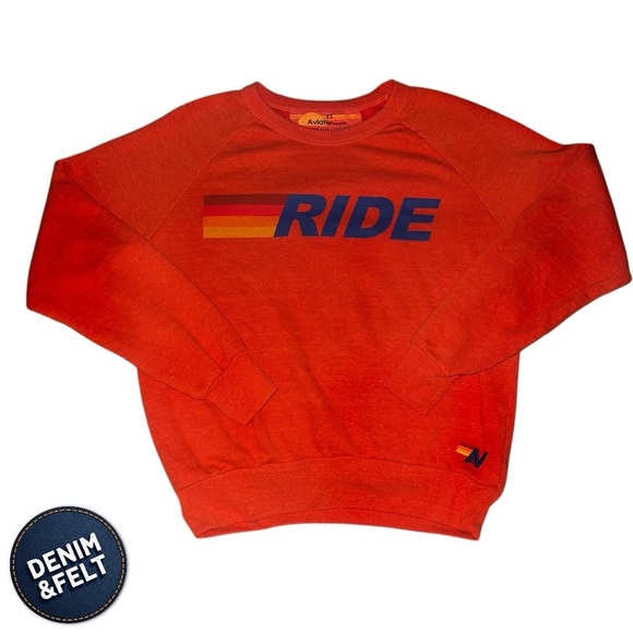 Aviator Nation Unisex Orange RIDE LOGO CREW SWEATSHIRT/PULLOVER | EUC!!🧡🌈🧡 - Picture 2 of 12